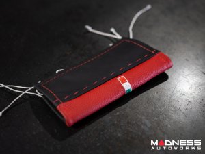 FIAT 500 eBrake Handle Cover - Black Italy - Leather - Black/ Red Tuxedo 